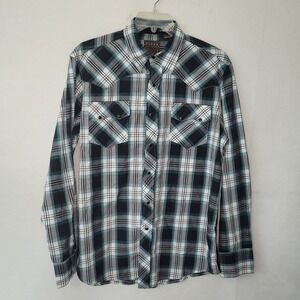 Roper Wear The West Plaid Western Shirt Mens Long Sleeve Snap‎ Up L Cowboy Rodeo